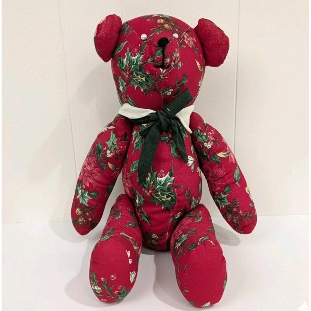 Vintage VIP Cranston Craft Cuts Plush Christmas Teddy Bear Cut & Sew Holly
